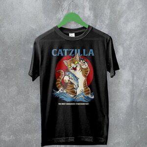 Catzilla Godzilla Japan Cat Lover Funny Parody Graphic Fan Art T-Shirt 165